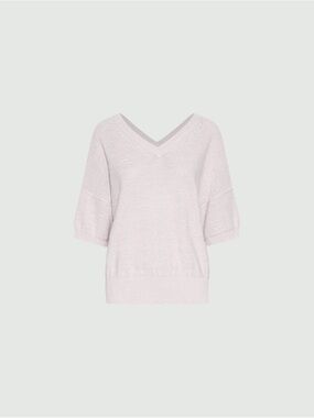 MARELLA Pale Pink V-Neck Short Sleeve Knit Sweater